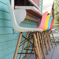 صندلی فایبرگلاس پایه بلند چوبی اپن کانتر پیشخوان|صندلی و نیمکت|اصفهان, رهنان|دیوار