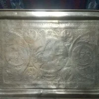 سینی قدیمی قلم کار برنجی|کلکسیون اشیاء عتیقه|کرمانشاه, |دیوار