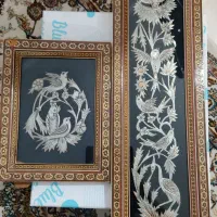 تابلو قلم زنی مس با قاب برنج کوبی شده