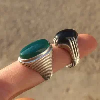 2 عدد انگشتر نقره شوه و عقیق سبز