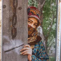 تابلو فرش دستباف دختر انتظار چله ابریشم برند golha|تابلو فرش|تهران, نارمک|دیوار