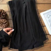 شال مشکی دور دانتل