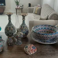 دیس بشقاب قدیمی و ظروف مینا کاری