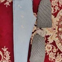 کلاه،شلوار جین مام،شلوار لگ مشکی کاملا نو