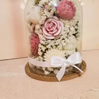 باکس گل شمع ، باکس شیشه ای ، هدیه کادویی ولنتاین