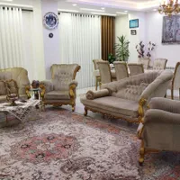 مبل ۸نفره همراه با جلو مبلی و میز نهارخوری ۸نفره
