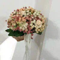 دسته گل عروس عقد و عروسی شیک غنچه رنگی