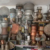 کلکسیونی قاجاری قدیمی/قابلمه مسی‌/آفتابه لگن روسی|کلکسیون اشیاء عتیقه|ملایر, |دیوار