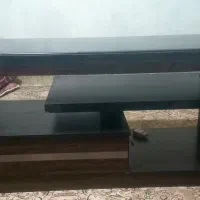 میز تلوزیون چوبی با رویه شیشه