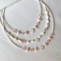 گردنبند قلب با سنگ اصل رزکوارتز