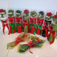 تک شاخه رز روبانی طرح یلدایی تک و عمده|گل مصنوعی|شیراز, محراب|دیوار