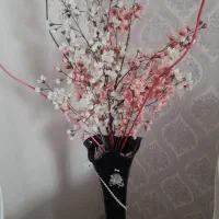 گلدان شیشه ای وگل شکوفه|گل مصنوعی|مشهد, دانشجو|دیوار