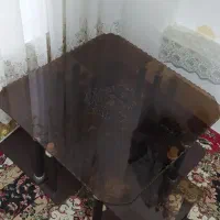 میزعسلی بزرگ شیشه ای باپایه چوبی