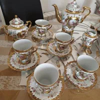 سرویس چای خوری گل برجسته /لبه طلایی