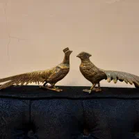 یک جفت طاووس برنجی