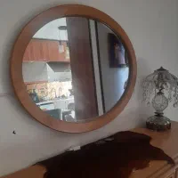 آینه بیضی قاب چوبی