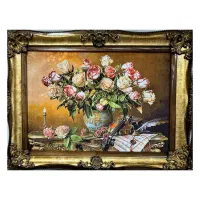 تابلوفرش ماشینی اعظمی تبریز طرح گل رز شمع گیتار۴۰۹