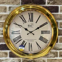 ساعت دیواری تمام فلز ابکاری رنگ ثابت طلایی کرم