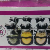 جا ادویه ۸ تایی با درب چرخشی استیل