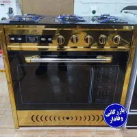 اجاق گاز طرح فر طلایی استیل ۵ شعله مدل گلدن