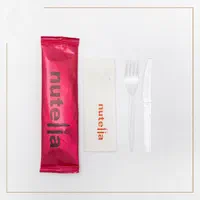 پک یکبارمصرف تک نفره کارد و چنگال با چاپ نوتلا