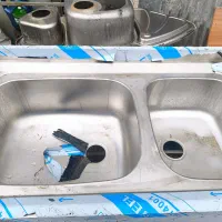 سینک صنعتی 120 و آبچکان تمام استیل