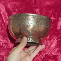 2 عدد کاسه مسی مهردار قجری سایز بزرگ