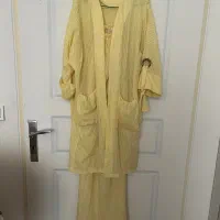 ست ساحلی مانتو زنانه رنگ‌لیمویی