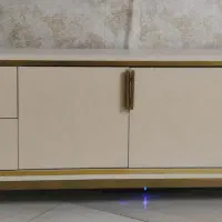 میز تلویزیون ترکیبی از چوب و فلز