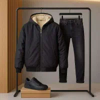 کاپشن مردانه مشکی داخل خز / پرداخت درمحل|لباس|قم, شاه احمد قاسم|دیوار