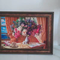 تابلو فرش نو وساعت ایستاده طاوس