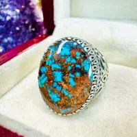 انگشتر فوق لوکس سنگ فیروزه خاک سرخ درباری نیشابوری