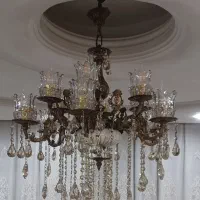 لوستر برنجی سرامیکی ۶شاخه ۱۲ شعله و ۴ شاخه ۸ شعله