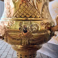 سماور برنجی خالص هشت لیتر ذغالی نو کار قبل