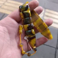 تسبیح کهربا پودر زازا رنگ ارتشی