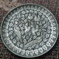 بشقاب دیوار کوب  مس   قلم  کاری