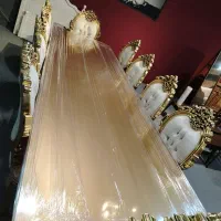 غذاخوری 10 نفره چوب راش ورق طلا|میز و صندلی غذاخوری|شاندیز, |دیوار