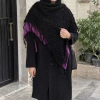 شال گرم کار دست رنگ مشکی شاین