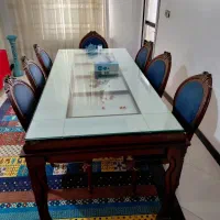 میزنهارخوری هشت نفره با صندلی تمام چوب