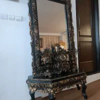 اینه و کنسول همراه شمعدانی و ساعت|بوفه، ویترین، کنسول|میانه, |دیوار