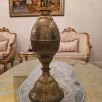 گلدان برنجی قلم کاری آنتیک قدیمی سنگین
