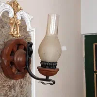 ست لوستر ۳ شعله و ۲ عدد دیوارکوب چوبی