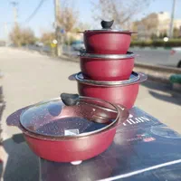 سرویس قابلمه و تابه 8 پارچه فیلون طرح چدن گرانیت