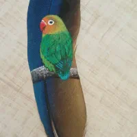 نقاشی روی پر|تابلو، نقاشی، عکس|تهران, حکیمیه|دیوار