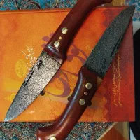 چاقو تیغه فولاد دمشقی