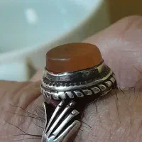 انگشتر نقره دست ساز با سنگ یمن شرف شمش