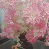گلهای صورتی با گلدان سفالی