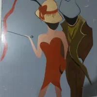 نقاشی دکوراتیو بزرگ روی تخته چوب