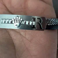 دستبند مردانه استیل و چرم