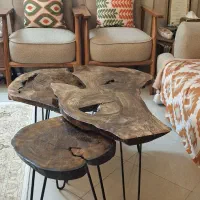 میز جلو مبلی 3 تیکه با اسلب چوب گردو|مبلمان خانگی و میز عسلی|مشهد, شریف|دیوار